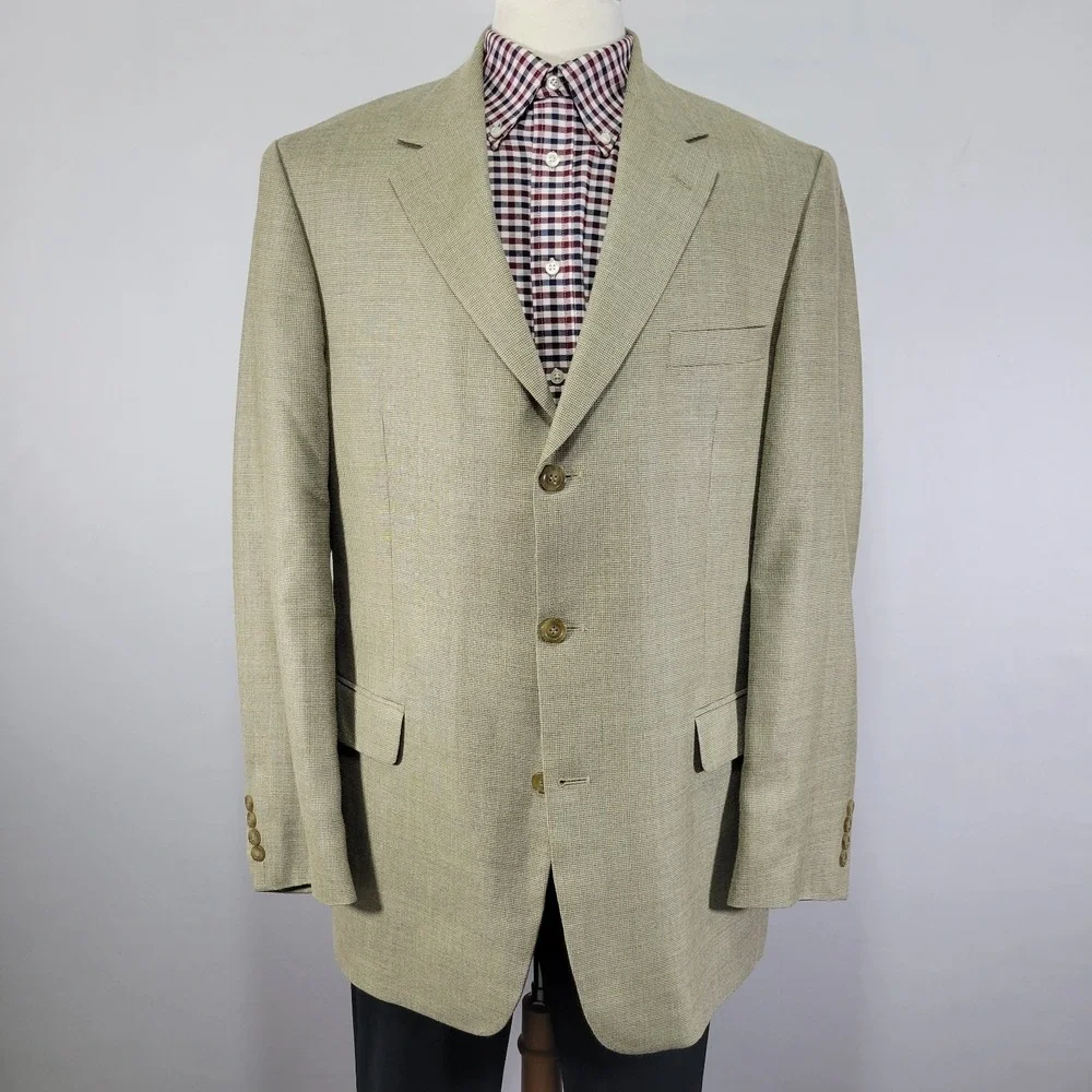 Gianfranco Ruffini Men's Sport Coat Blazer Three Button Beige Worsted SILK 43L‎